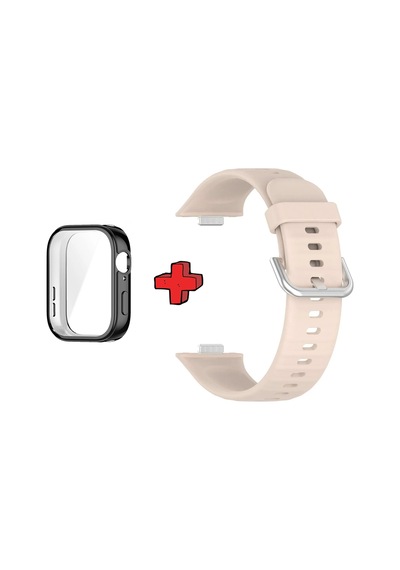 Watch Fit 3 İle Uyumlu Kasa Ekran Koruyucu Ve Jel Silikon Kordon 2in1 Renk84