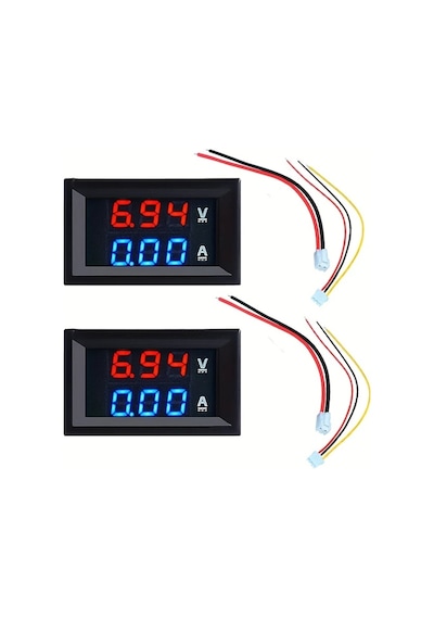 Wangxi Kırmızı Mavi 2 Adet 0.28 İnç Dijital Voltmetre Ampermetre Dc 100v 10a Çift Led Ekran