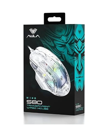 Aula S80 7200dpı 7 Tuşlu Rgb Şeffaf Optik Oyuncu Mouse