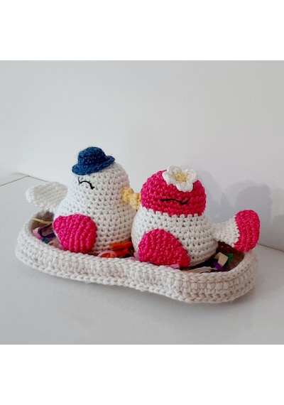 Amigurumi Örgü Oyuncak Sevgili Kuşlar Çok Renkli