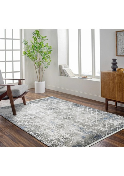 Bespoky Artex 5852a Geometrik Desenli Salon Halısı Dijital Baskı Gri