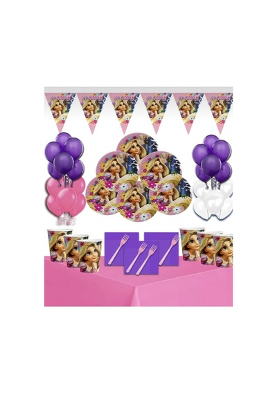 Rapunzel 8 Kişilik Doğum Günü Parti Seti Tüm Yaşlar