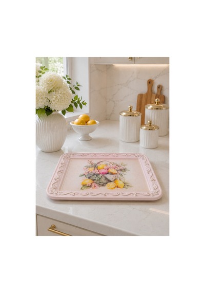 Sunumluk Tepsi Epoksi Yüzey 28cm 21cm Mutfak Dekorasyon Pembe - 909304237 Pembe