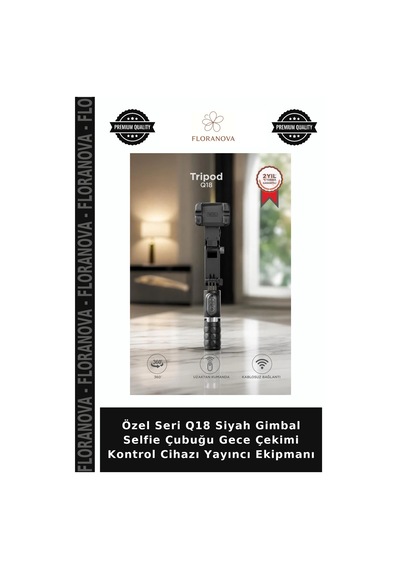 Özel Seri Q18 Siyah Gimbal Selfie Çubuğu Gece Çekimi Kontrol Cihazı Yayıncı Ekipmanı