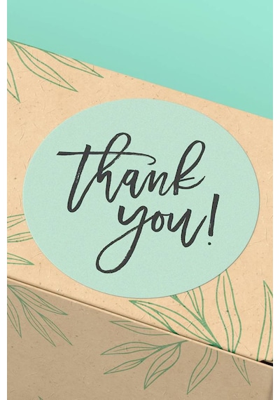 Mint Yeşili Thank You Kargo Paketleme Sticker 3x3cm St2114 Çok Renkli