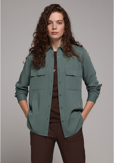 Colin's Colins Regular Fit Shirt Neck Düz Kadın Yeşil Uzun Kol Gömlek Cl1078737 Q1.v1 Duc Duckgreen