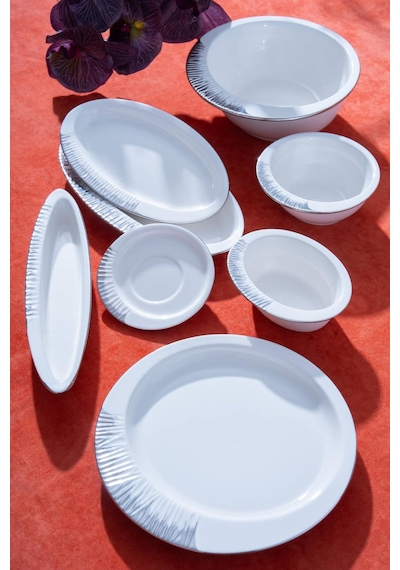 Acar Sherry Silver 6 Kişilik 37 Parça Yemek Takımı Beyaz