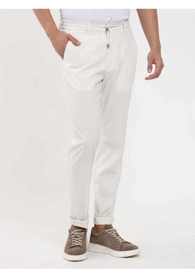 Dufy Bej Erkek Slim Fit Çizgili Pantolon - 104915-bej Bej