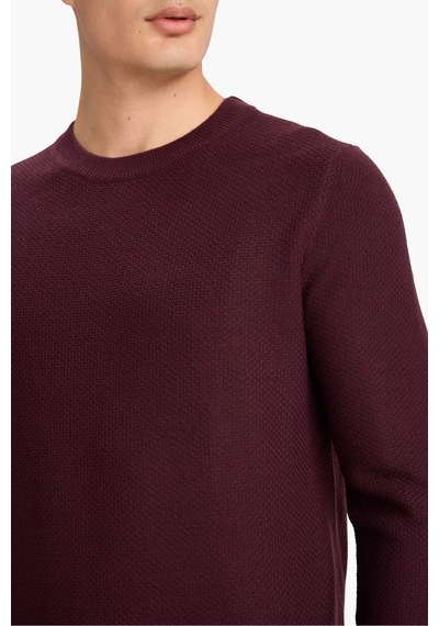 Defacto Standart Fit Bisiklet Yaka Basic Dokulu Triko Kazak F1777ax25aubr464 Bordo