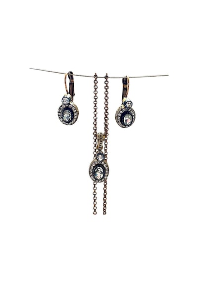 Oval Kesim Zirkon Taşlı Set Beyaz