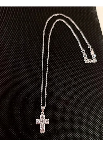 Oriental Kuyumculuk Jewellery Küçük İşçilikli Haç Gumus Kolye Gümüş