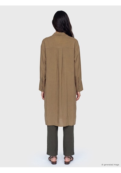 Lcw Modest Yeşil Oversize Modal Karışımlı Kadın Gömlek Tunik