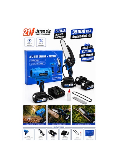 Lieber German 2li Set 6 Kademeli 10000 Rpm Jet Üfleme + 15 Cm Dal Budama Kesme Makinası
