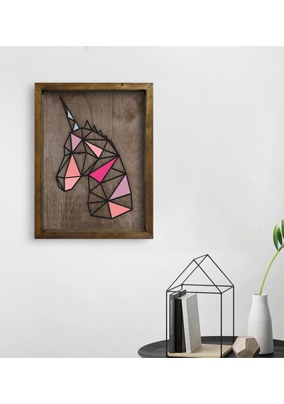 Bk Home Unicorn Tasarımlı Doğal Masif Ahşap Çerçeveli Tablo 45X65 (496633059)