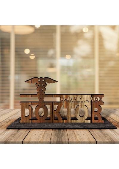 Kişiye Özel Mesleki Doktor Ahşap Masa İsimliği - 3