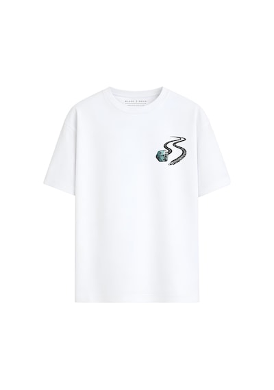 Black Nova Oversize Baskılı Unisex %100 Pamuk T-shirt Lucky Gambler Beyaz
