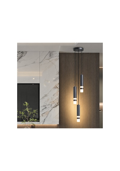 Eskitme Gold 3'lü Sarkıt Boru 6500k Soğuk Beyaz Led Modern Avize