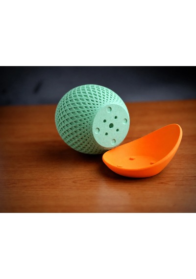 3d Baskı Küre Saksı - Kafes Dokulu İki Parçalı Dekoratif Saksı - Mint-turuncu 88179202