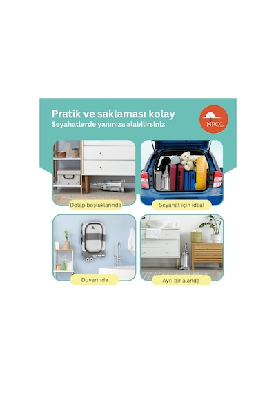 Npol Tam Katlanır Termometreli Yeni Doğan Küveti Yıkama Yastıklı, Avrupa Sertifikalı Bebek Küveti