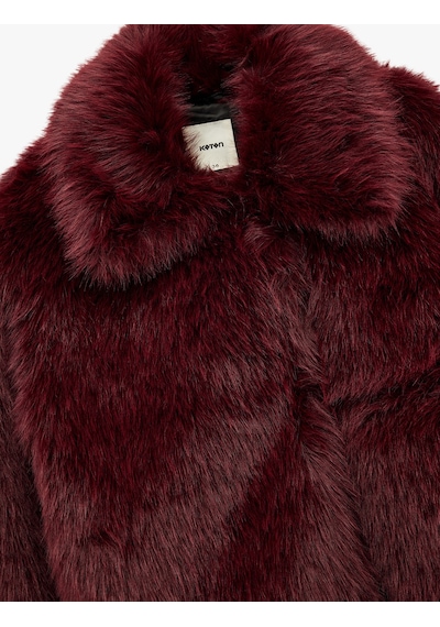 Koton Suni Kürk Mont Uzun Kollu Crop Bordo 6wak00005ew Bordo