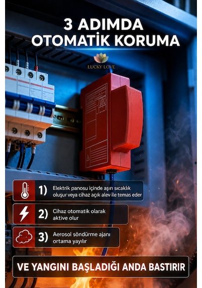Pano İçi Otomatik Aerosol Yangın Söndürme Cihazı Sy-aer-100 1 M³ Isı Algılamalı 12v Dc