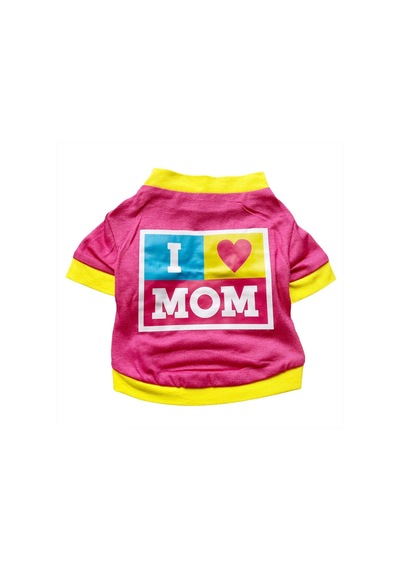 Kemique Love Mom Pink Oval Yaka Anneler Günü Kedi Tişörtü