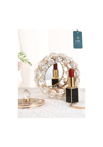 Chacha Home Luxury Lucent Lüks Kapaklı Kristal Mücevher Kutusu, Organizer, Düzenleyici, Şekerlik Küçük Boy Gold