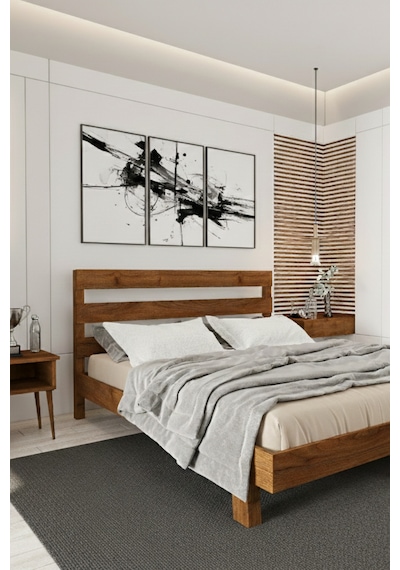 Renazzo Natura New Masif Ahşap Karyola Ceviz 120x200 Ceviz - 120 X 200