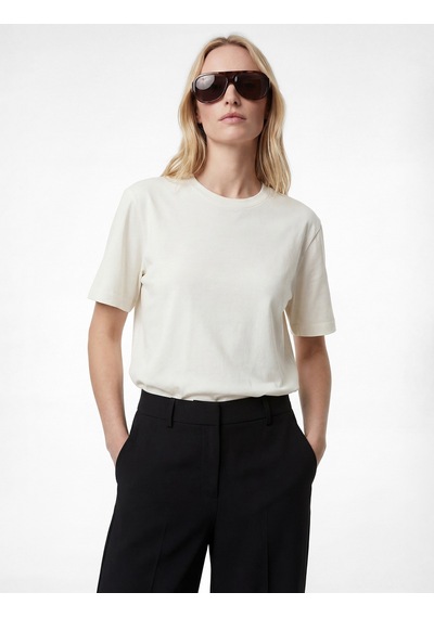 Koton Pamuklu Kısa Kollu Bisiklet Yaka Oversize Basic Tişört Ekru 6sak50170ek Ekru