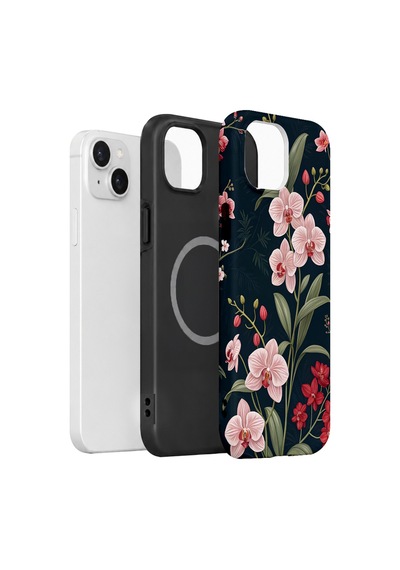 Velvoria Valestra Gece Orkide Apple iPhone Uyumlu 15 Magsafe Koruma Kılıfı Valestra Magline - Gece Orkide