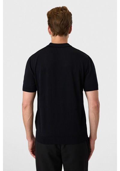 Back And Bond Regular Fit Düğmeli Siyah Polo Yaka Tişört
