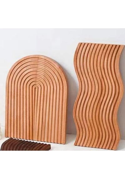 Qerhome Oyuklu Bambu Kesme Panosu- Sunumluk- Dekoratif Pano 2'li Set Bambu