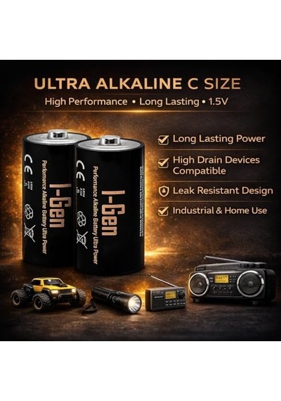 I-gen Batteries Lr14 Ultra Alkalin C Boy Pil 1.5v Orta Boy Pil 2, 2'li Paket