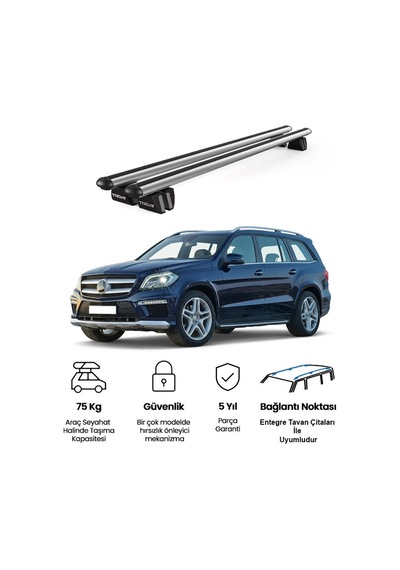 Pençe Mercedes-benz Gl Ara Atkı X166 2013-2016 Uyumlu Gri Ara Atkı Port Bagaj Tavan Barı