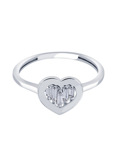 Diamond Line - Gülaylar - Beyaz Altın 8 Ayar Kalp Yüzük (529886406)