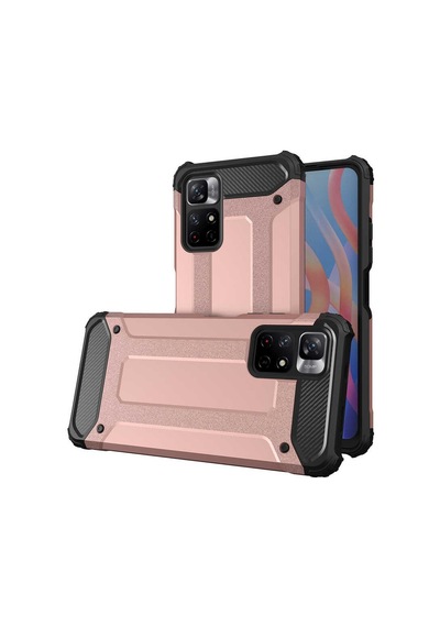 Kilifone - Xiaomi Uyumlu Redmi Note 11 Global - Kılıf Çift Katman Zırh Tank Crash Military Kapak - Rose Gold