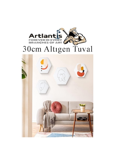 Altıgen Tuval 30 Cm 2 Adet Arkadan Zımbalı Astarlı Resim Tuvali Akrilik Boya Yağlı Boya Altıgen Şekil Tuval Ressam Sanat
