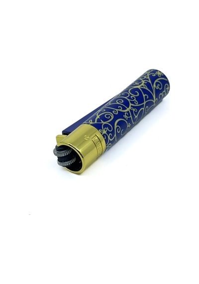 Clipper Blue Pattern Metal Çakmak - Lacivert