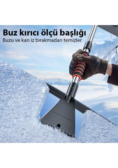 Ally Araba Kar Fırçası Kar Küreği Teleskopik Döndürülebilir Araç Kar Fırçası Siyah