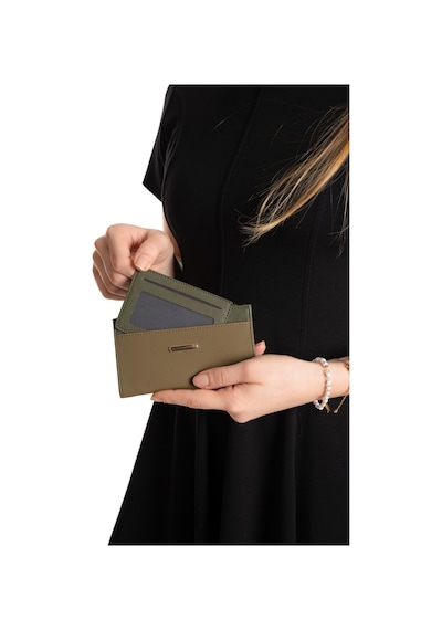 Adelina Bags Kadın Kartlık Detaylı İki Parça İçe Geçmeli Kartlıklı Haki Cüzdan