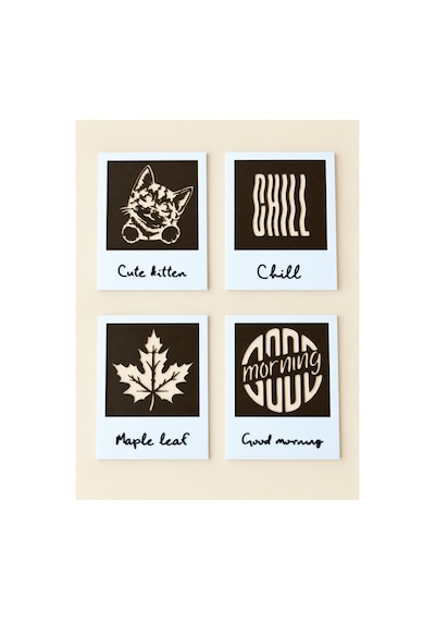 Coffee Print Makinesi Desen Kartı Kahve Üzeri Şekil Baskı Kartı Farklı Desen Seçenekleri 4 Adet