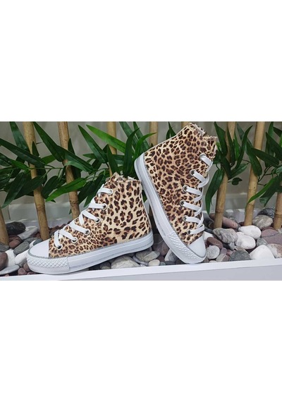 Scarpe Magiche Leopar Desenli Kız Ayakkabı 31-35 Numara Arası Işıksızdır Leopar Desenli