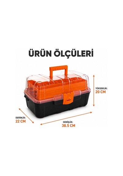 Şeffaf Kapaklı Balıkçı Takım Çantası, 3 Katlı Rapala Ve Sahte Yem Organizeri, Olta Malzemesi Kutusu, İğne Kurşun Fırdöndü Kaşık Düzenleyici, Kilitli Taşıma Çantası