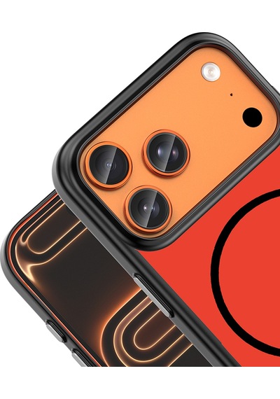 iPhone Uyumlu 17 Pro Kılıf M-safe Şarj Özellikli Ata Lora Pc Kapak - Kırmızı-gri Çok Renkli