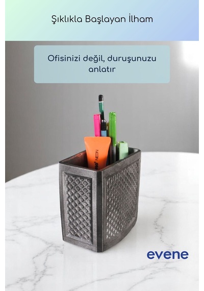 Kalemlik Masa Kalemliği Organizer Kalemlik Gümüş Eskitme Renk Model 92 Çok Renkli