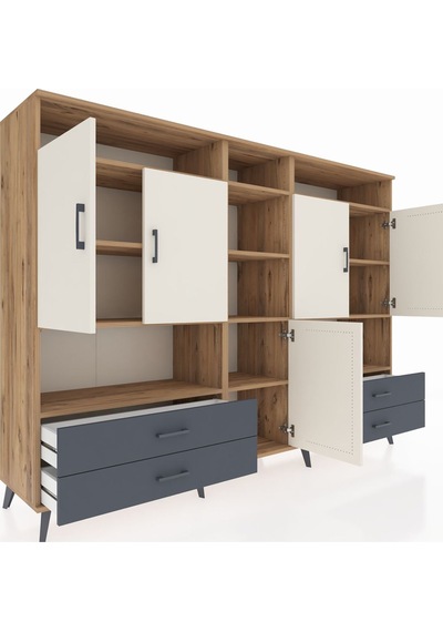 Hyperion Dolap 12 Raflı 4 Çekmeceli 5 Kapaklı 220x44x163 Çam-ayta Çam-aytaşı/antrasit Hyperion Dolap 12 Raflı 4 Çekmeceli 5 Kapaklı 220x44x163 Çam-ayta Çam-aytaşı/antrasit