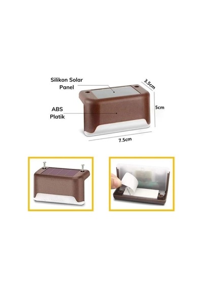 Tr My Best Store Solar Güneş Enerjili Şarj Edilen Köşebent Merdiven Veranda Bahçe Yolu Led Lamba Işık 4 Adet Ço Genel