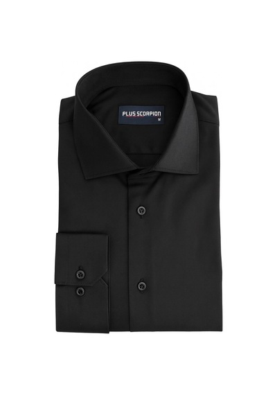 Plus Scorpion Erkek Klasik Slim Fit Gömlek Nefes Alan Kumaş, Şık Ofis Gömleği, Beyaz/siyah Siyah