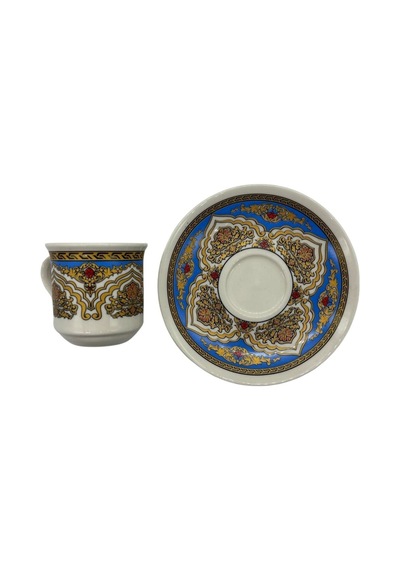 Desenli 6'lı Kahve Fincanı Bej