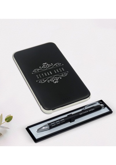 Kişiye Özel Isimli Siyah Kalem Ve 5.000 Mah Powerbank Seti (512122011)